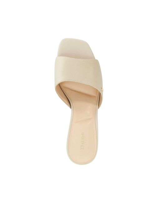 Dune Natural Mazy Mid Height Leather Mules