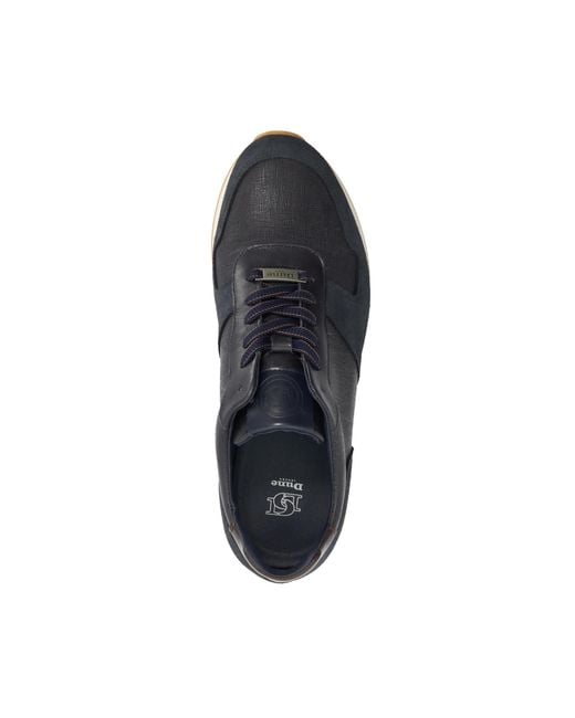Dune Blue Trusting Contrast Sole Leather Runner for men
