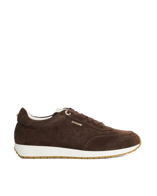 Dune Brown Ettah Suede Lace-Up Runner Trainers