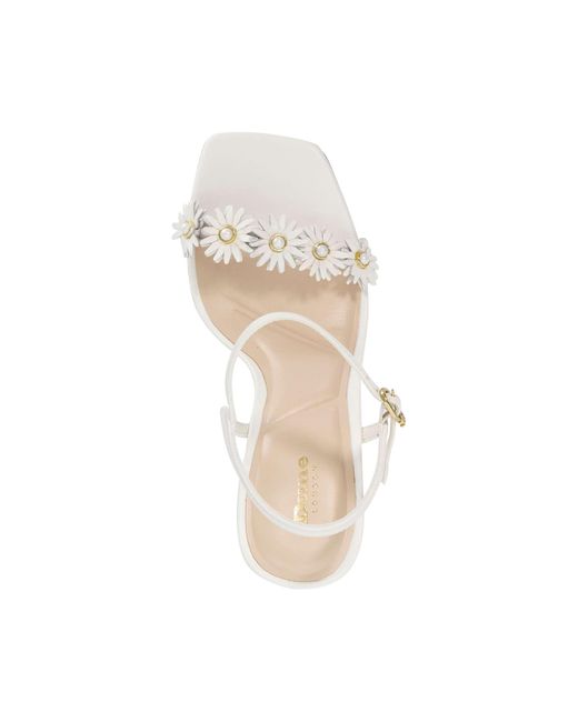 Dune White Milennial Floral Embellished Wedge Sandals