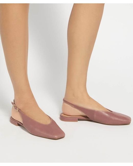 Dune Pink Heartbeat Leather Slingback Ballet Flats