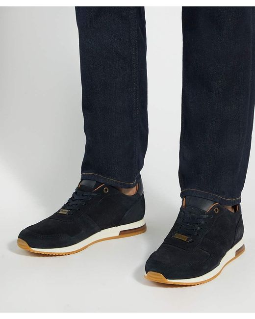 Dune Blue Wf Trilogy Wide Fit Lace-Up Runner Trainers for men