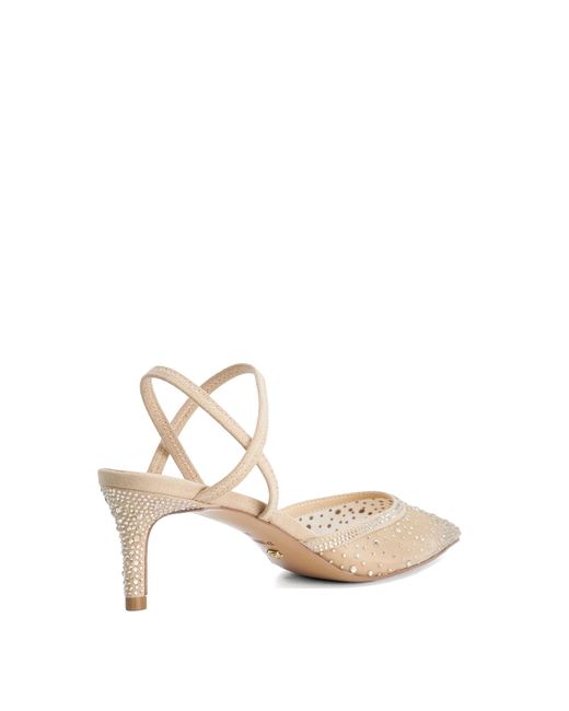 Dune Natural Charismatic Mesh Diamante Slingback Shoes