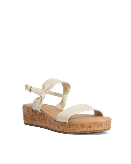 Dune Natural Laliz Leather Flatform Sandal