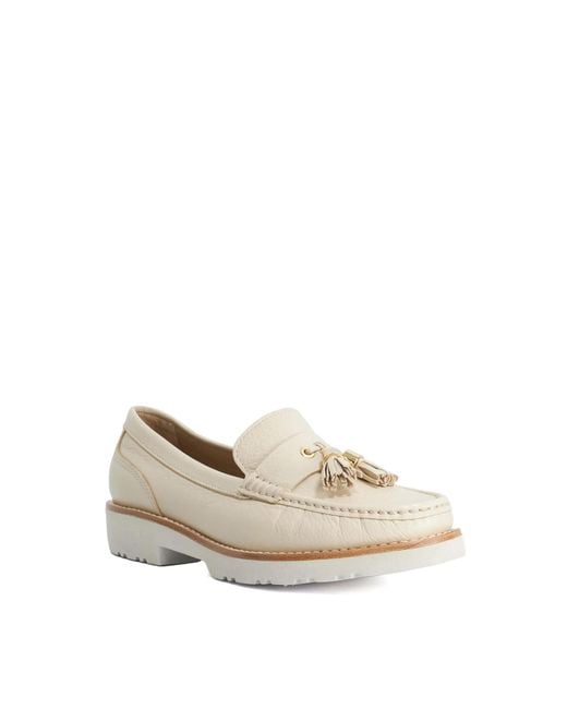 Dune Natural Wf Gwen Wide Fit Casual Tassel Trim Loafers