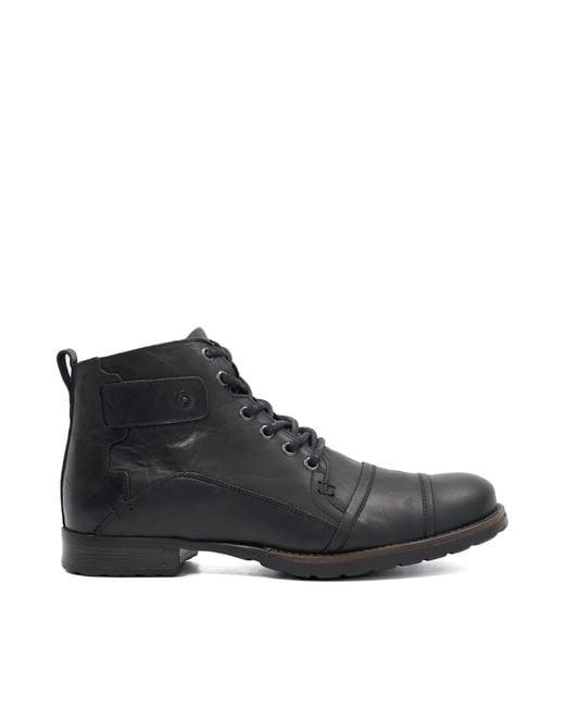 Dune Black Simon Wf Wide Fit Leather Seam Detail Ankle Boots for men