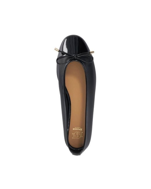 Dune Black Haliah Patent Toe Cap Ballet Flats