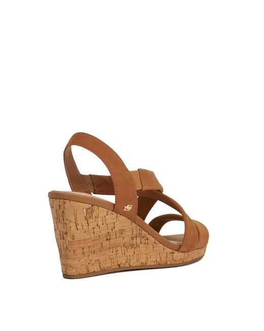 Dune Brown Wf Kamies Wide Fit Cork Wedge Heel Shoes
