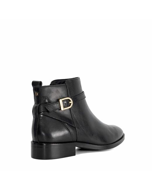 Dune Black Pemma Flat Leather Ankle Boots