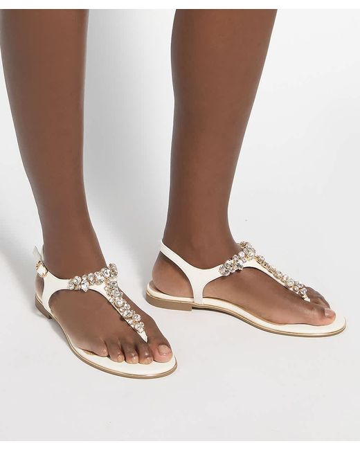 Dune White Wf Life Embellished Toe Post Sandals