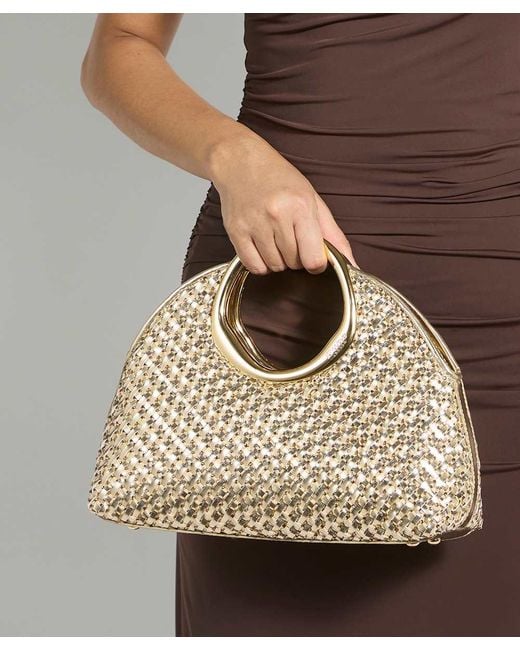 Dune Metallic Earning Handle Woven Bag