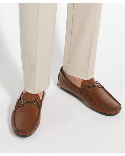 Dune Brown Brackon Snaffle Trim Suede Loafers for men