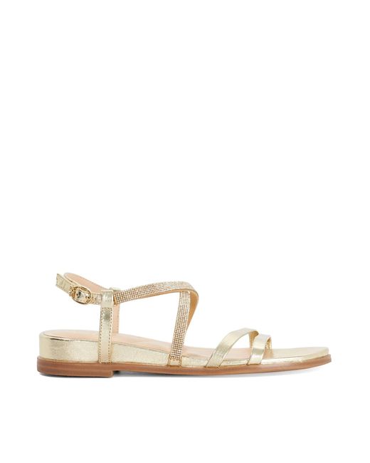 Dune Natural Lexia Flat Strappy Sandals