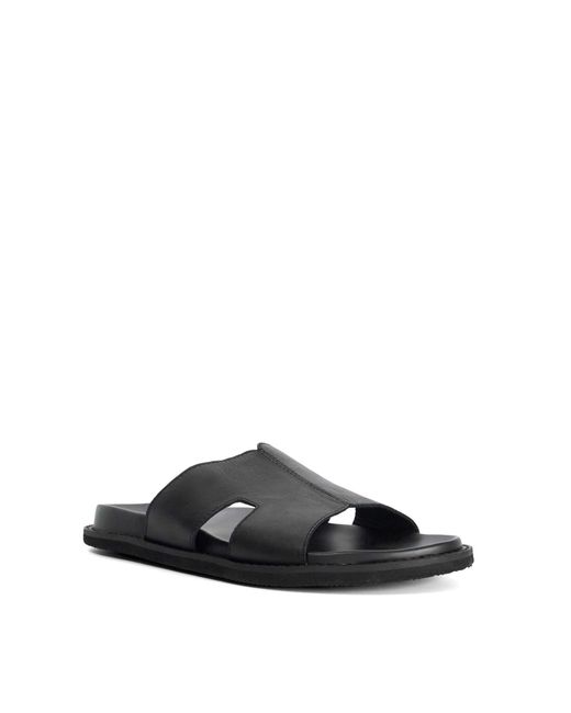 Dune Black Ishaa Leather Slip On Sandals for men