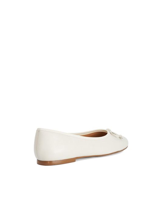 Dune Natural Harllowe Leather Square Toe Ballet Flats