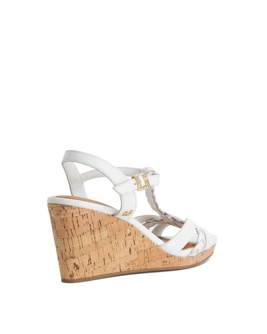 Dune White Wf Karly Leather Cork Wedges