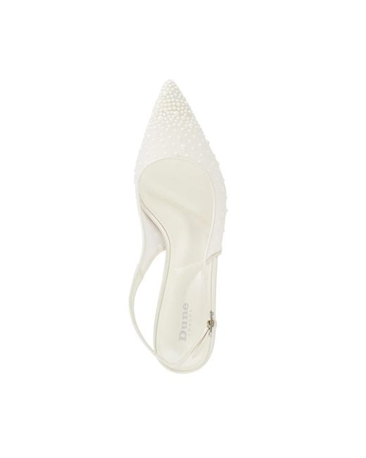 Dune White Companionship Sea Pearl Embellished Kitten Heel Wedding Sh