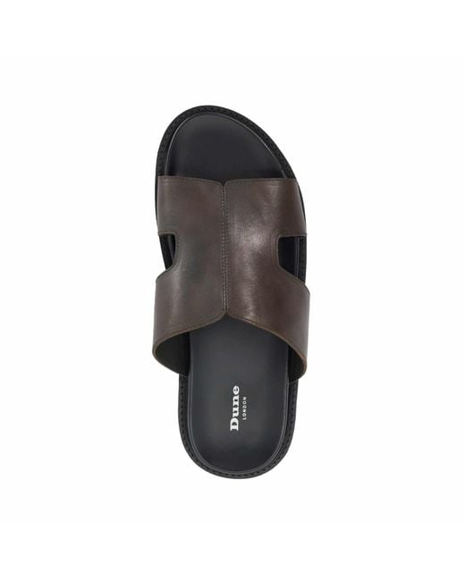 Dune Brown Ishaa Leather Slip On Sandals for men