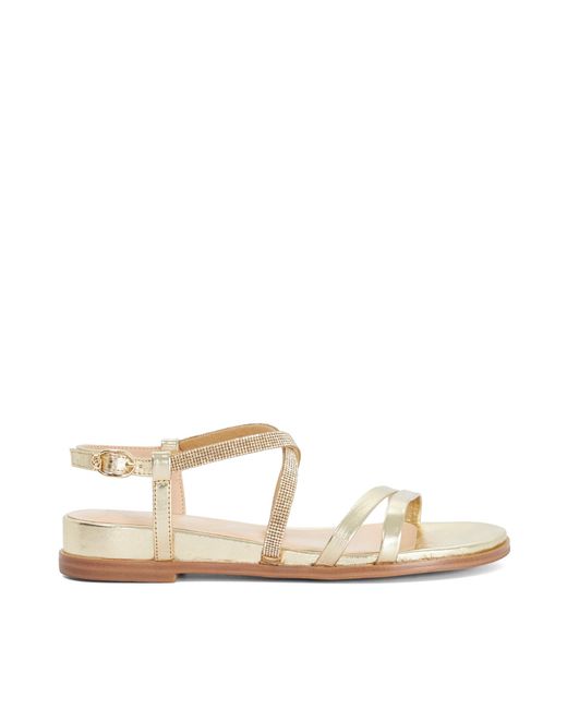 Dune Natural Wf Lexia Flat Strappy Sandals
