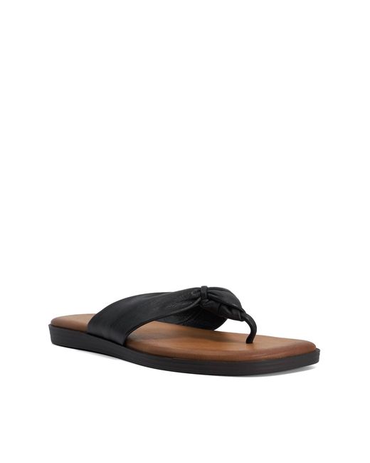 Dune Black Looks Leather Toe Post Flip Flop Sandals