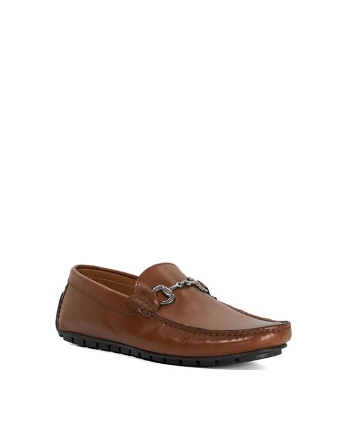 Dune Brown Brackon Snaffle Trim Suede Loafers for men