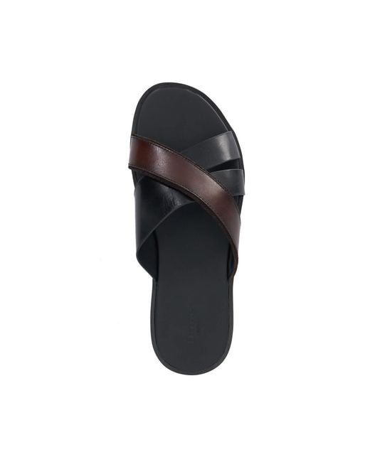 Dune Blue Iker Cross Over Strap Leather Sandals for men