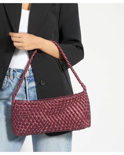 Dune Purple Deliberating Woven East-West Shoulder Bag