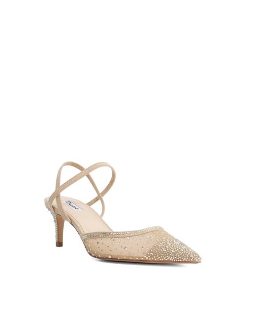Dune Natural Charismatic Mesh Diamante Slingback Shoes