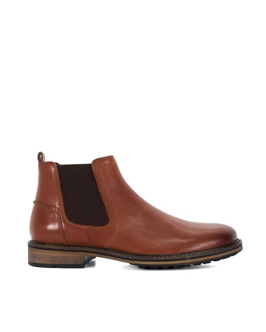 Dune Brown Wf Chorleys Wide Fit Leather Chelsea Boots for men