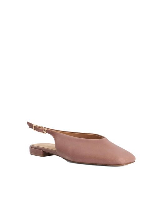 Dune Pink Heartbeat Leather Slingback Ballet Flats