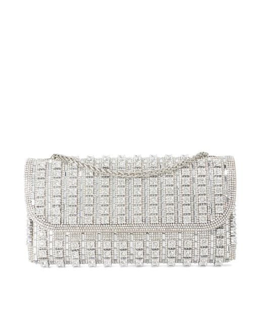 Dune Gray Elabourate Embellished Envelope Shoulder Bag