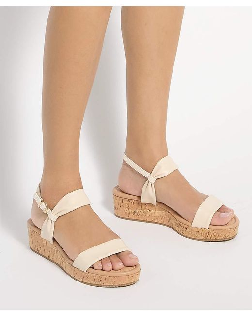 Dune Natural Laliz Leather Flatform Sandal