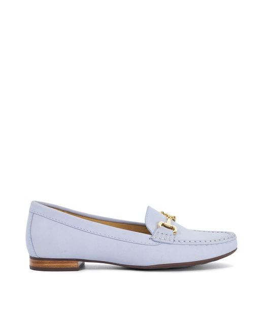 Dune White Glenniee Suede Snaffle Trim Loafers