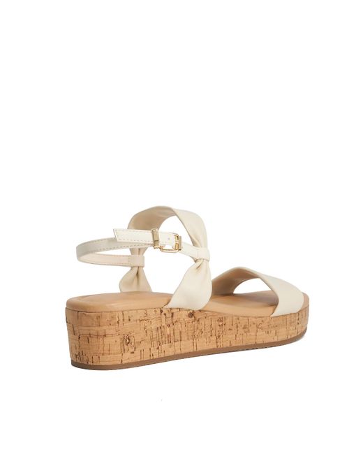 Dune Natural Laliz Leather Flatform Sandal