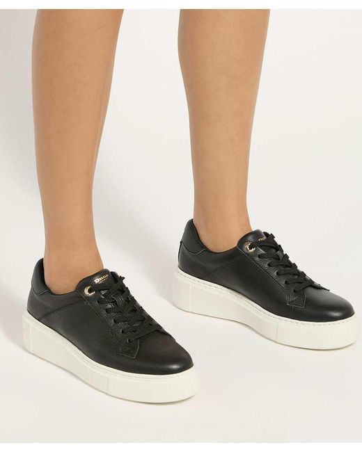 Dune Black Evienne Leather Lace-Up Chunky Trainers