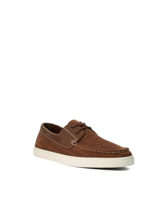 Dune Brown Blaizerss Knitted Boat Shoes for men