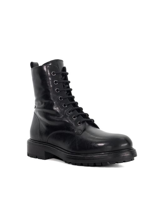 Dune Black Patley Leather Lace-Up Ankle Boots