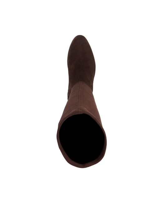 Dune Brown Simple Block-Heel Knee-High Boots