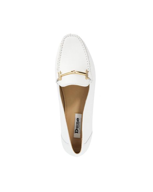 Dune White Gilli T Snaffle Trim Leather Loafers