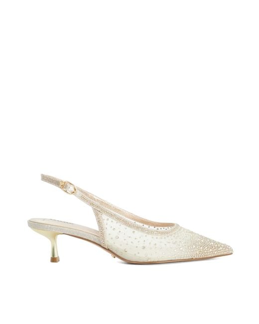 Dune White Wf Brivelle Slingback Heeled Court Shoes