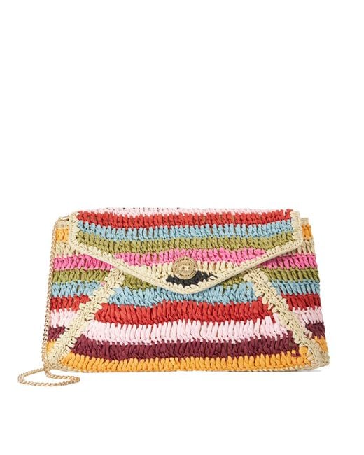 Dune Red Essentials Raffia Clutch Bag