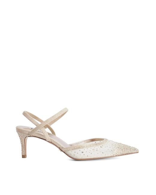 Dune Metallic Charismatic Mesh Diamante Slingback Shoes