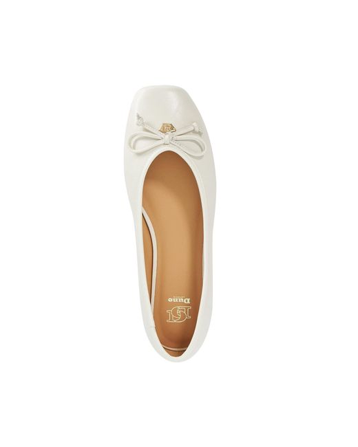 Dune Natural Harllowe Leather Square Toe Ballet Flats