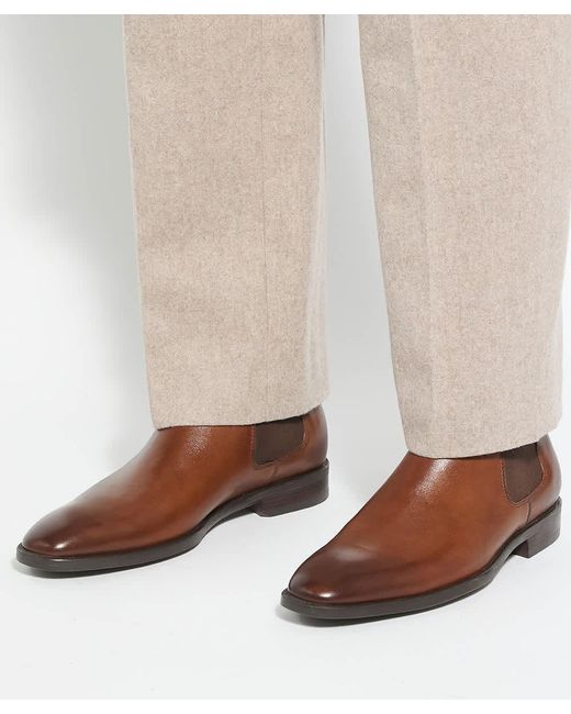 Dune Brown Matchin Flexi Sole Leather Chelsea Boots for men
