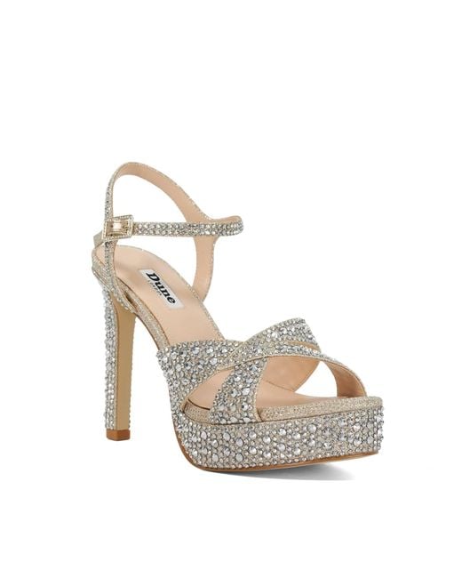 Dune Metallic Mayve Embellished Platform High-Heel Open Sandals