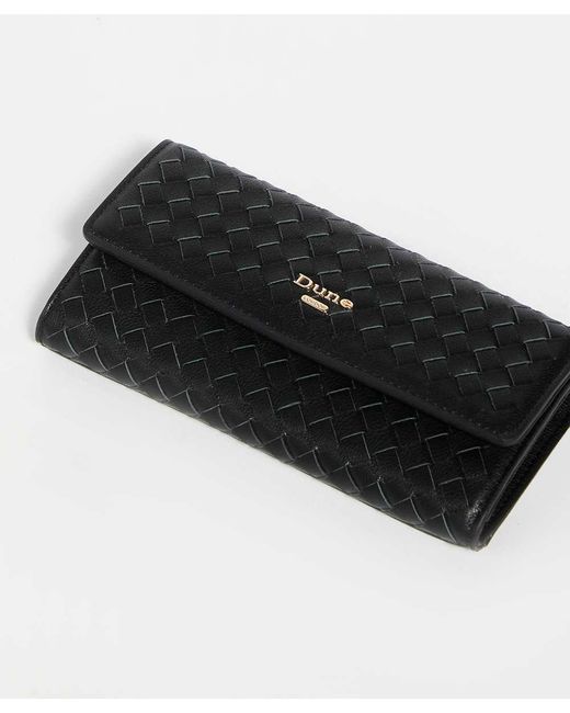 Dune Black Kokos Woven Leather Purse