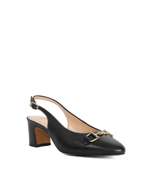 Dune Blue Diplomatic T Sling-Back Snaffle Trim Court Shoes