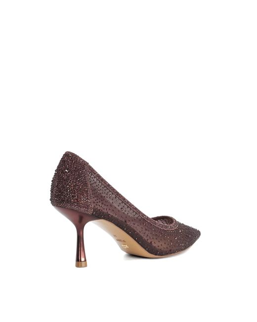 Dune Brown Brivelle Mesh Embellished Court Shoes