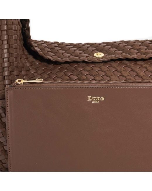 Dune Brown Deliberate L Woven Shoulder Bag