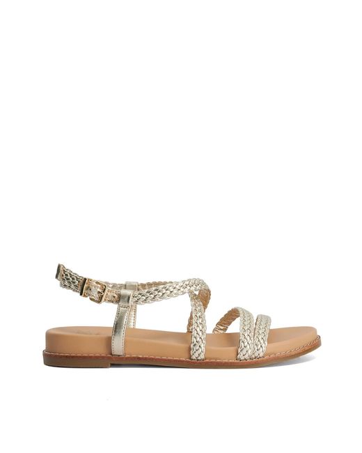 Dune Brown Laite Braided Flat Sandals